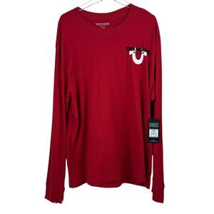 True Religion Double Sided Red Long Sleeve T-Shirt Men’s Size 2XL NWT MSRP $72